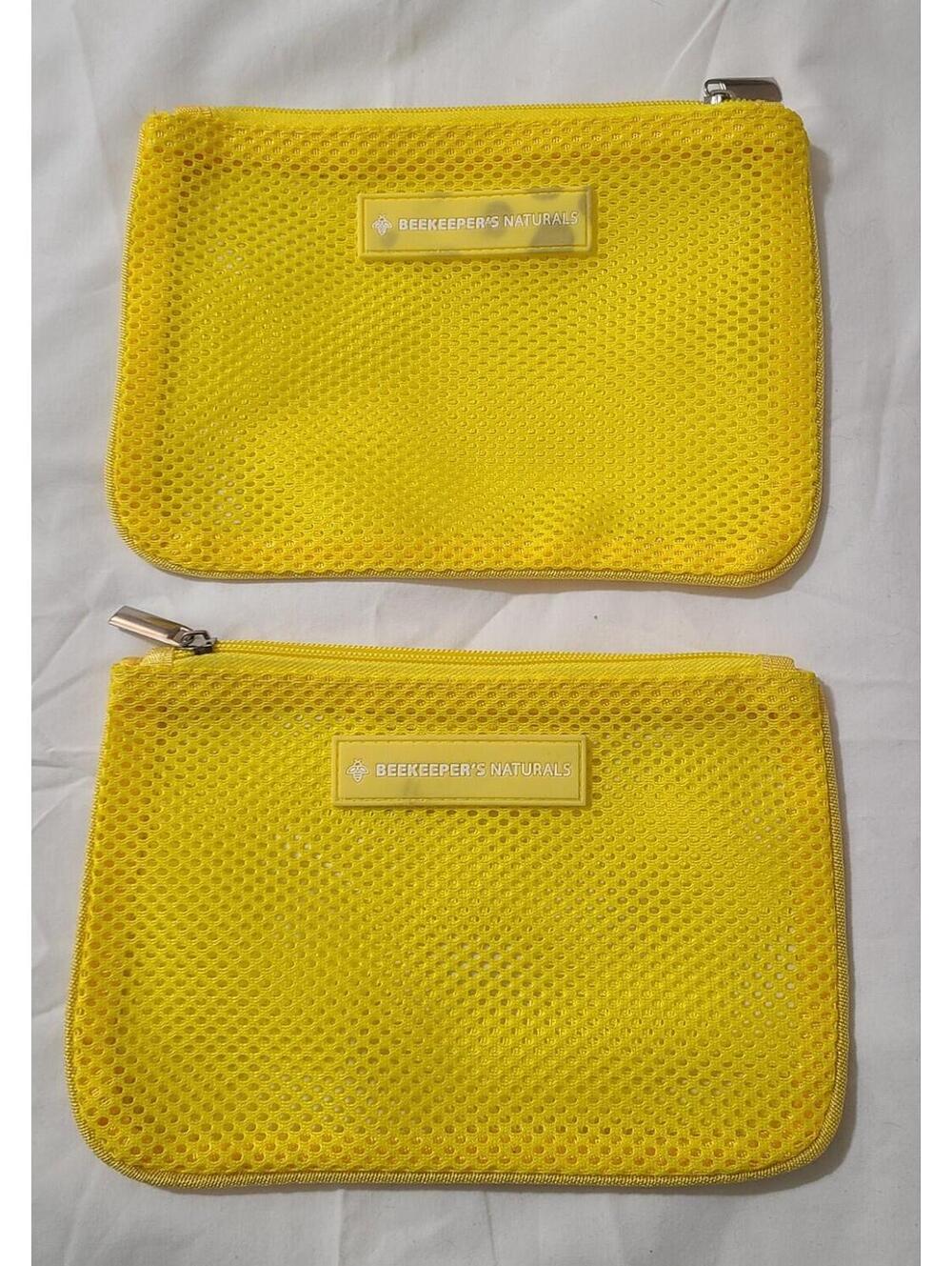 2pk Beekeeper's Naturals Mesh Bags Makeup Cosmetic Pouch Yellow Travel Organizer